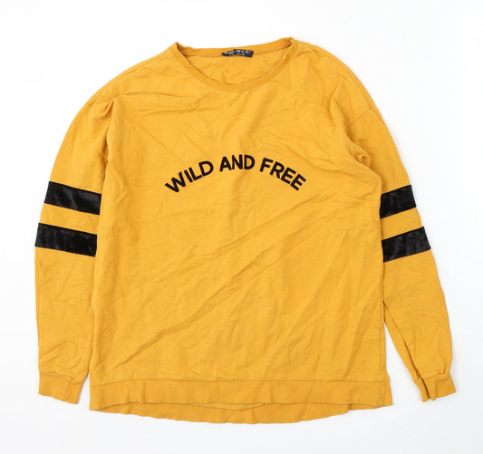 Select Womens Yellow Round Neck Cotton Pullover Jumper Size 12 - wild and free