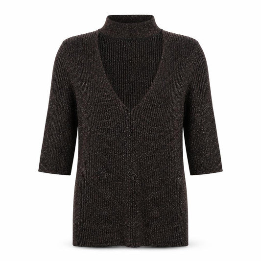 New Look Womens Brown Mock Neck Viscose Cardigan Jumper Size 14