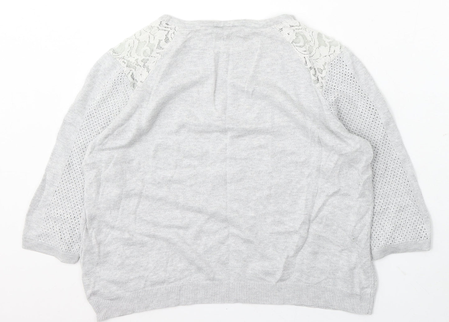 Warehouse Womens Grey Round Neck Viscose Pullover Jumper Size 12