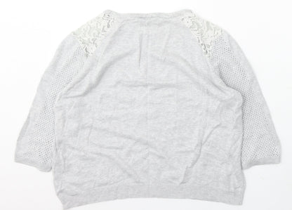 Warehouse Womens Grey Round Neck Viscose Pullover Jumper Size 12