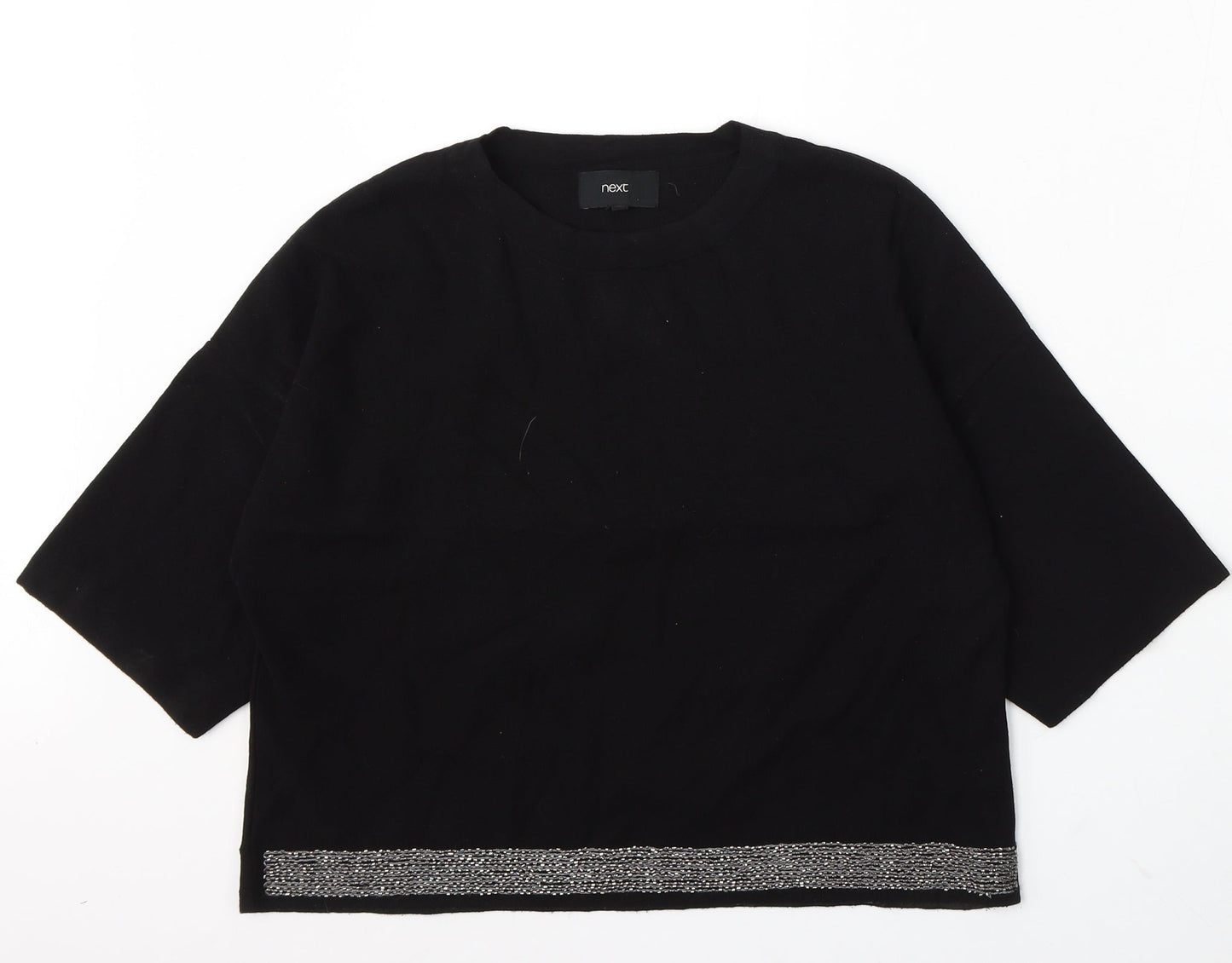 NEXT Womens Black Round Neck Viscose Pullover Jumper Size 14