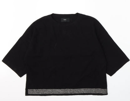 Next Womens Black Round Neck Viscose Pullover Jumper Size 14