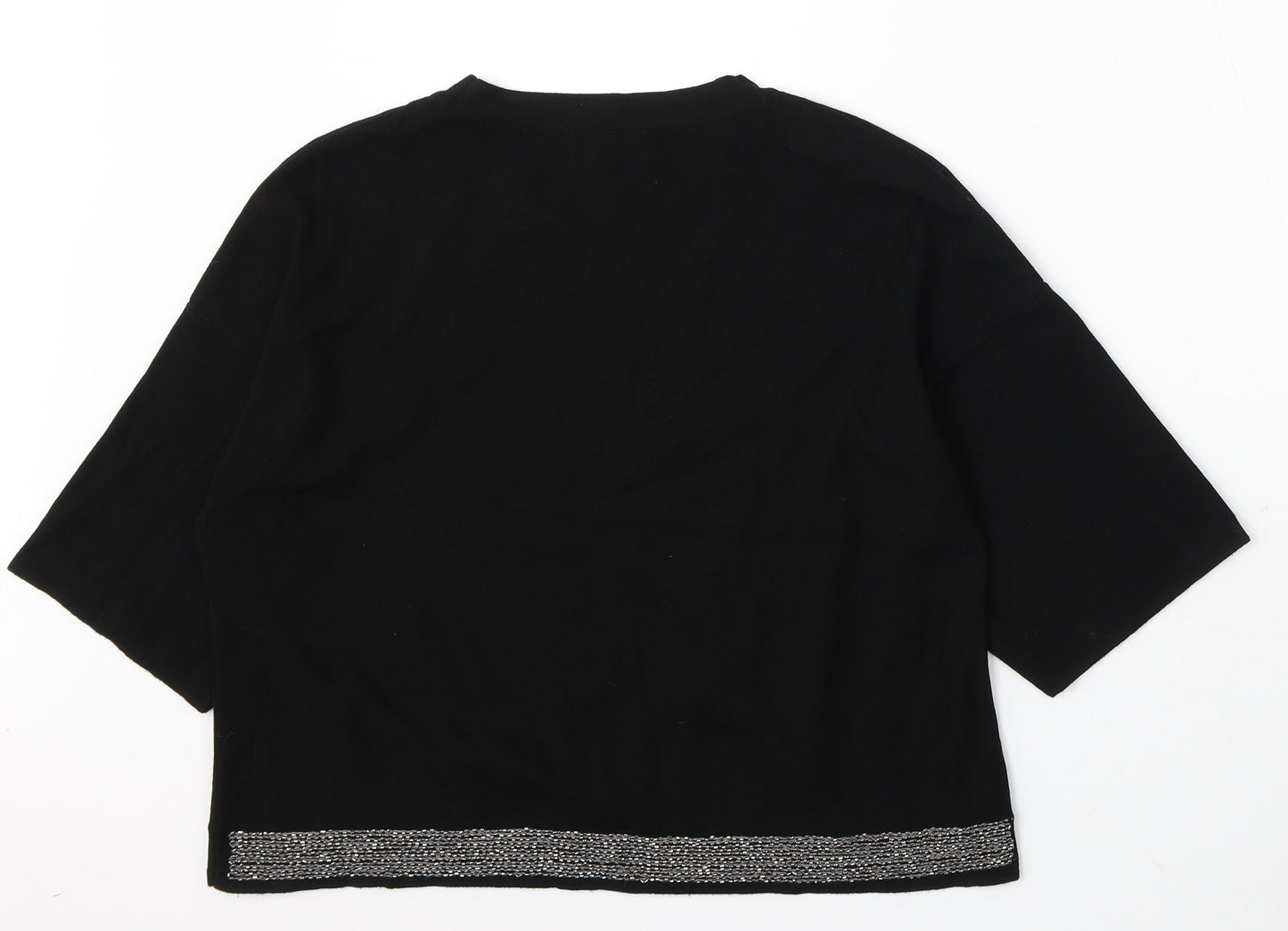 NEXT Womens Black Round Neck Viscose Pullover Jumper Size 14