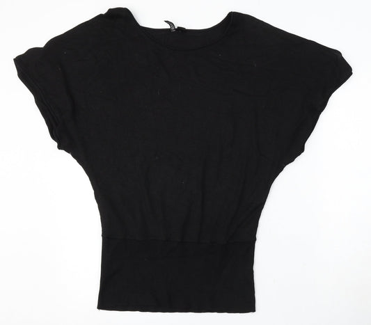 Divided Womens Black Round Neck Polyester Pullover Jumper Size 12