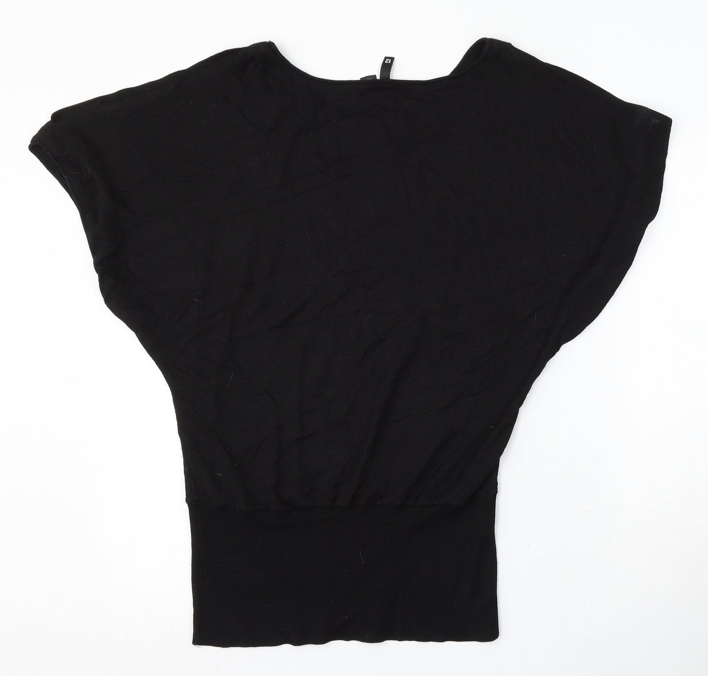 Divided Womens Black Round Neck Polyester Pullover Jumper Size 12