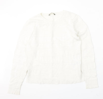 Oasis Womens White Round Neck Viscose Pullover Jumper Size M