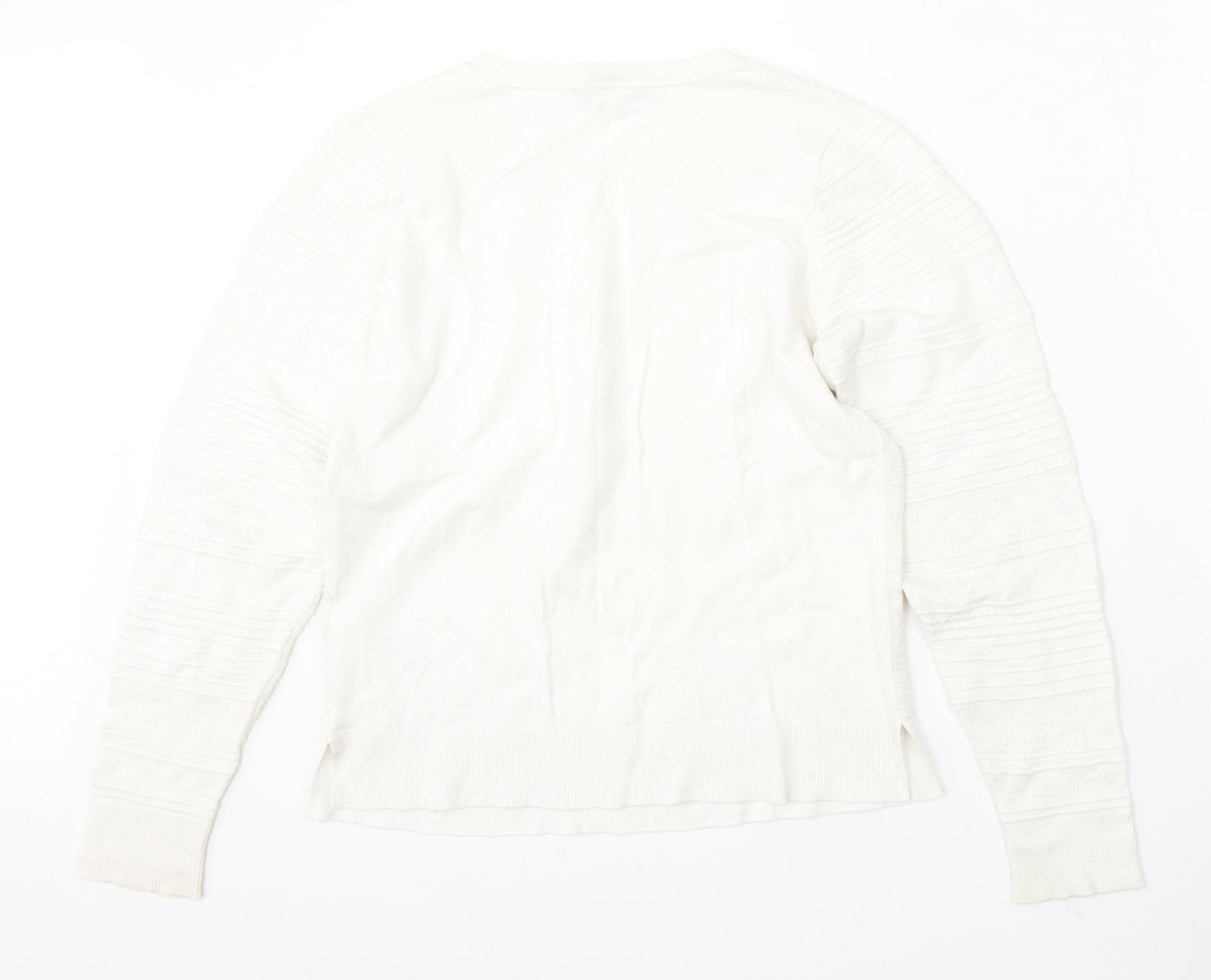 Oasis Womens White Round Neck Viscose Pullover Jumper Size M
