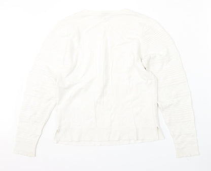 Oasis Womens White Round Neck Viscose Pullover Jumper Size M