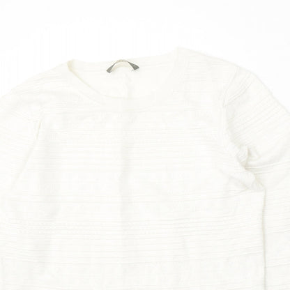 Oasis Womens White Round Neck Viscose Pullover Jumper Size M