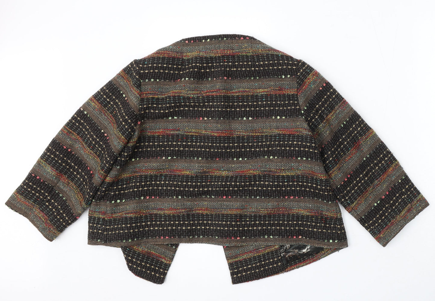 H&M Womens Multicoloured Round Neck Geometric Wool Cardigan Jumper Size 10