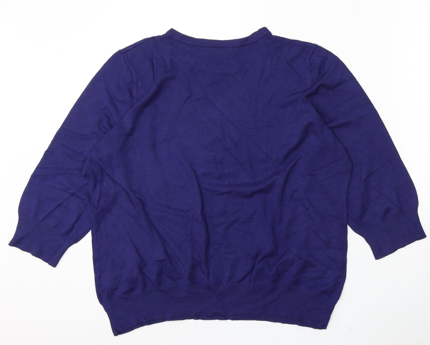 Bonmarché Womens Purple Round Neck Viscose Pullover Jumper Size XL
