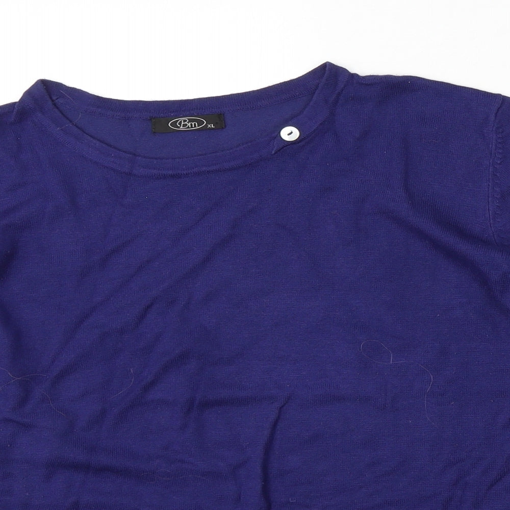 Bonmarché Womens Purple Round Neck Viscose Pullover Jumper Size XL