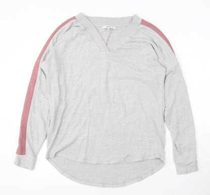Next Womens Grey V-Neck Viscose Pullover Jumper Size 12