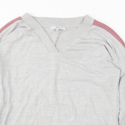 Next Womens Grey V-Neck Viscose Pullover Jumper Size 12