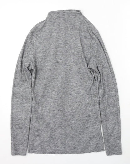 Preloved River Island Womens Grey Mock Neck Polyester Pullover Jumper Size 10 - Back