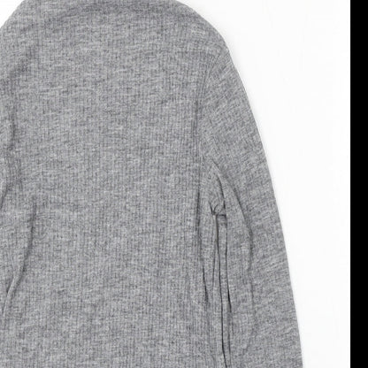 Preloved River Island Womens Grey Mock Neck Polyester Pullover Jumper Size 10 - Detail