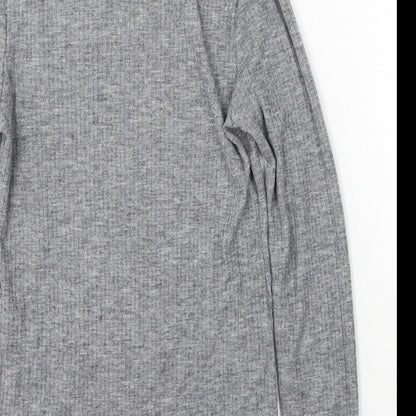 Preloved River Island Womens Grey Mock Neck Polyester Pullover Jumper Size 10 - Label