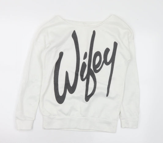 Preworn Womens White Polyester Pullover Sweatshirt Size S - Wifey