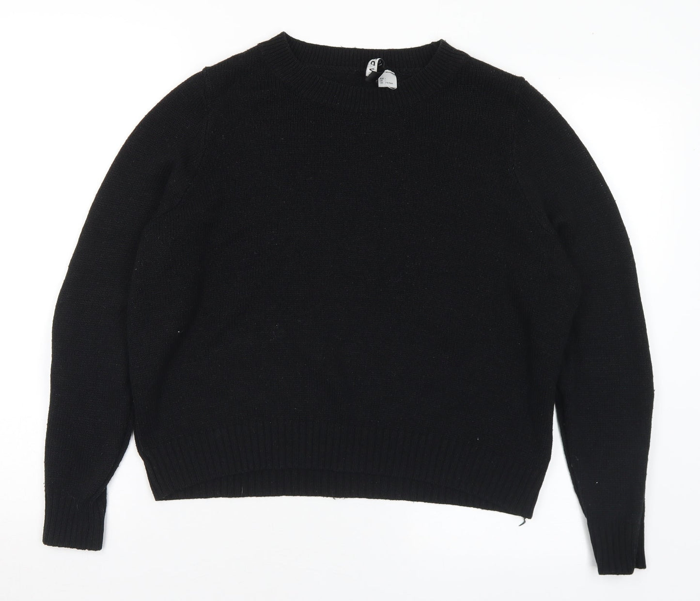 H&M Womens Black Round Neck Acrylic Pullover Jumper Size L