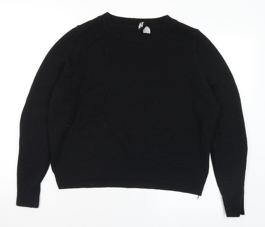 H&M Womens Black Round Neck Acrylic Pullover Jumper Size L