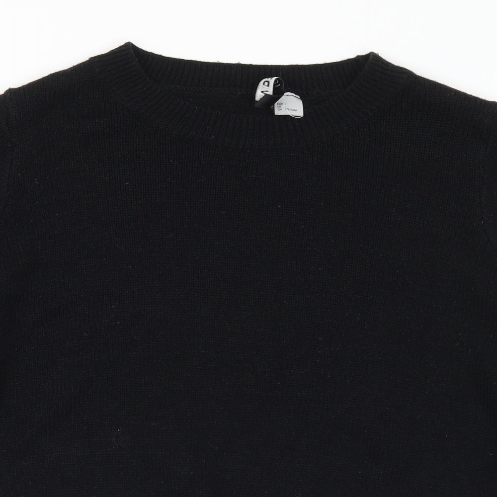 H&M Womens Black Round Neck Acrylic Pullover Jumper Size L