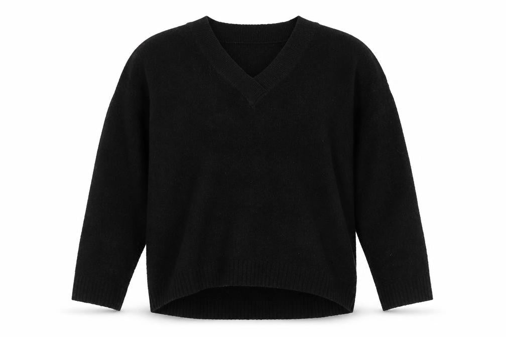 H&M Womens Black V-Neck Acrylic Pullover Jumper Size M