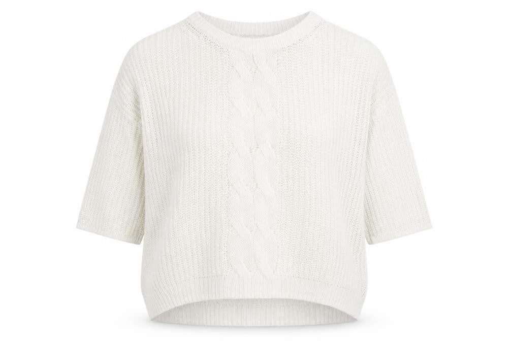 H&M Womens White Round Neck Cotton Pullover Jumper Size M