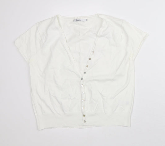 M&Co Womens White Cotton Basic Blouse Size XL V-Neck