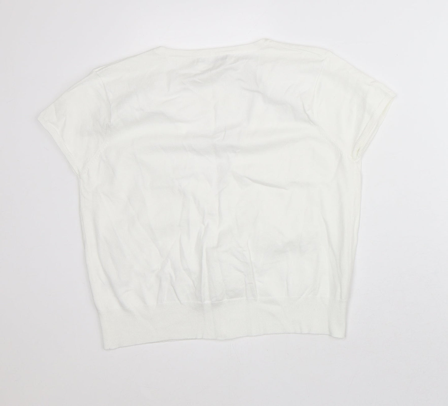 M&Co Womens White Cotton Basic Blouse Size XL V-Neck