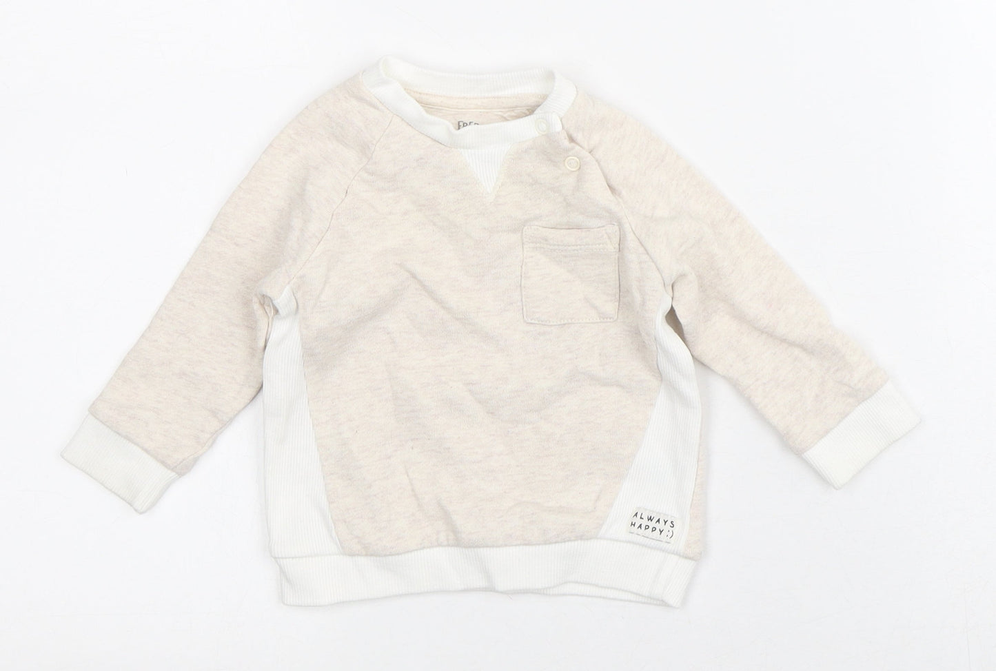 Fred & Flo Baby Beige Striped Cotton Pullover Jumper Size 3-6 Months