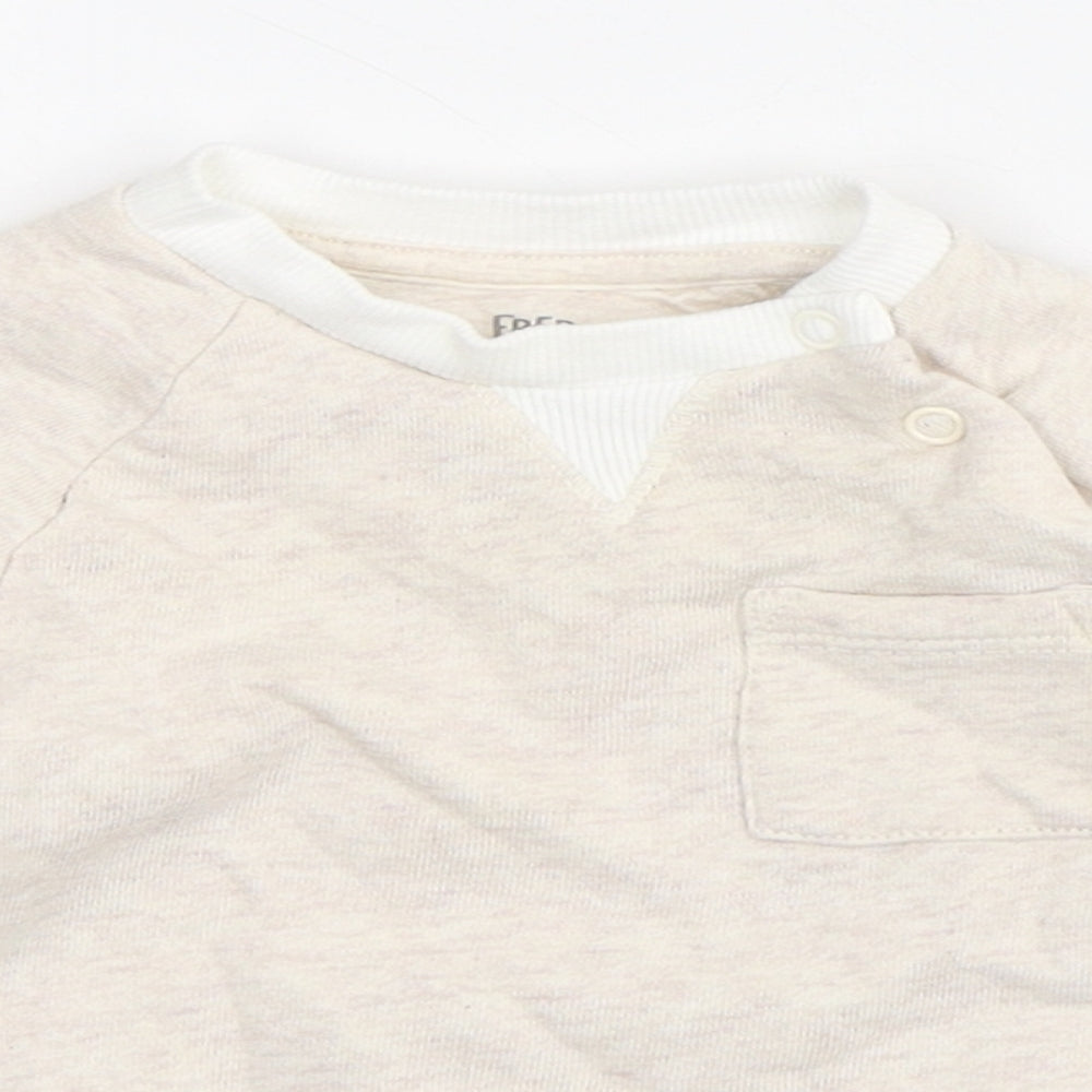 Fred & Flo Baby Beige Striped Cotton Pullover Jumper Size 3-6 Months