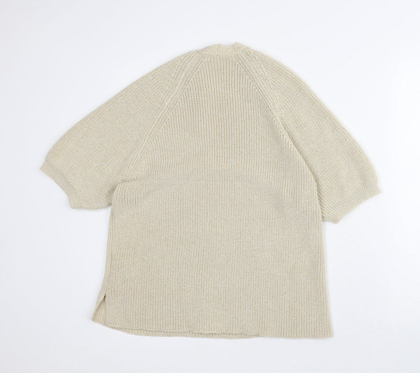 NEXT Womens Beige V-Neck Acrylic Pullover Jumper Size L