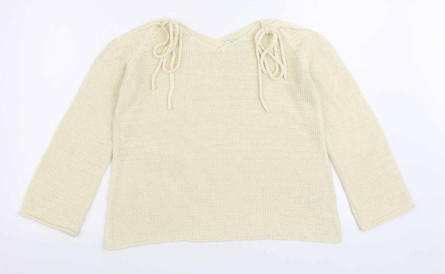 Matalan Womens White Boat Neck Acrylic Pullover Jumper Size M