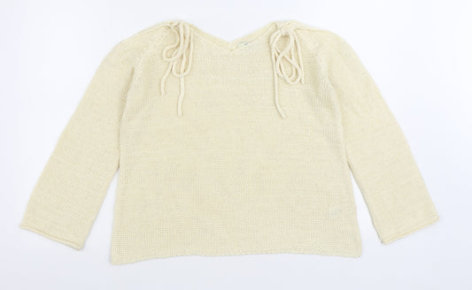 Matalan Womens White Boat Neck Acrylic Pullover Jumper Size M
