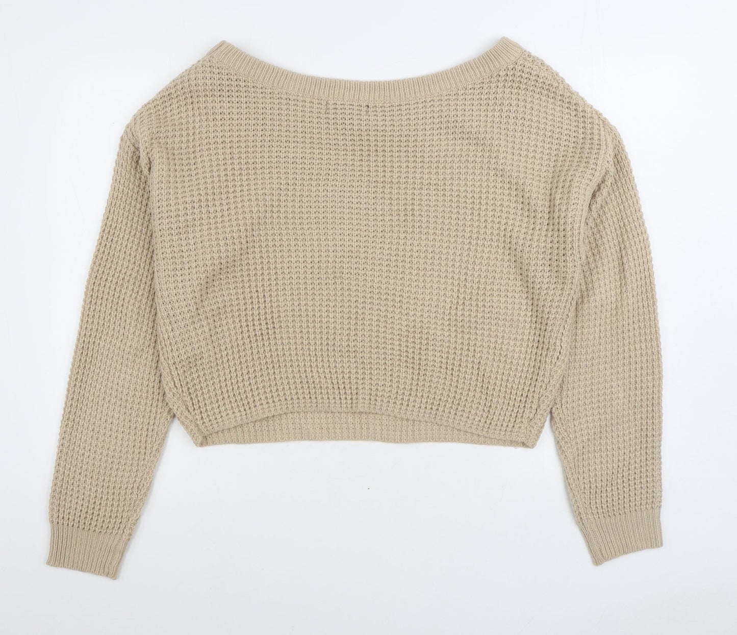 Missguided Womens Beige Boat Neck Acrylic Pullover Jumper Size 10