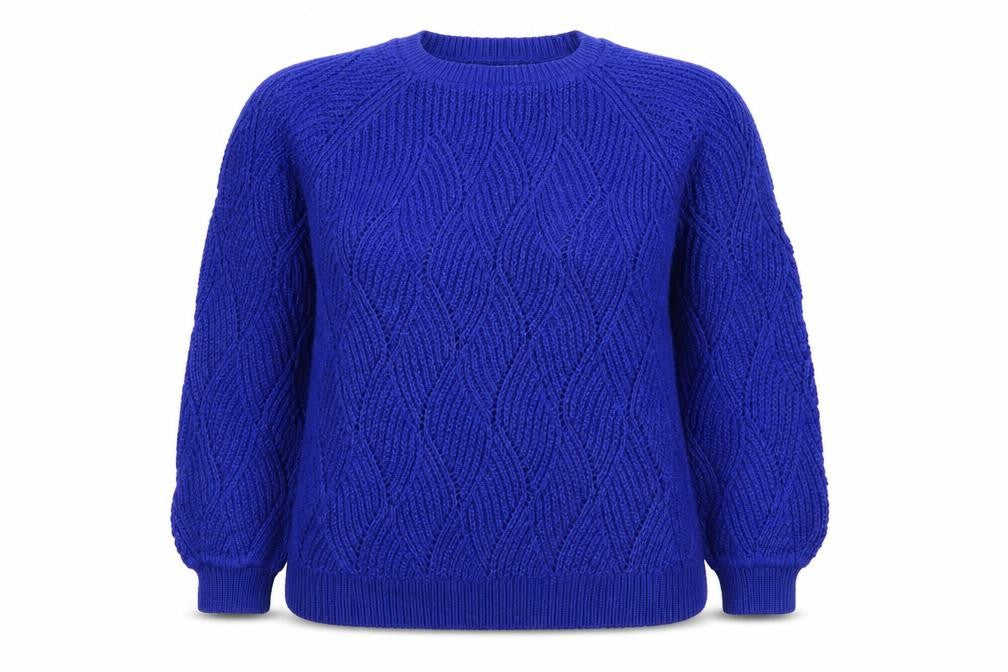Cotton Traders Womens Blue Round Neck Acrylic Pullover Jumper Size 12