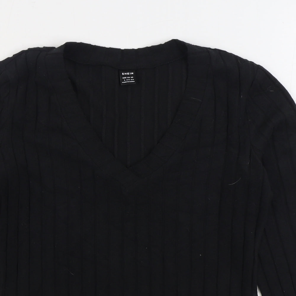 SheIn Womens Black Polyester Pullover Sweatshirt Size L Pullover