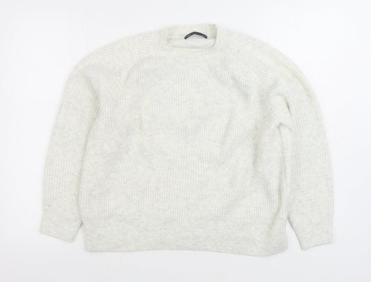 Marks and Spencer Womens White Round Neck Acrylic Pullover Jumper Size L