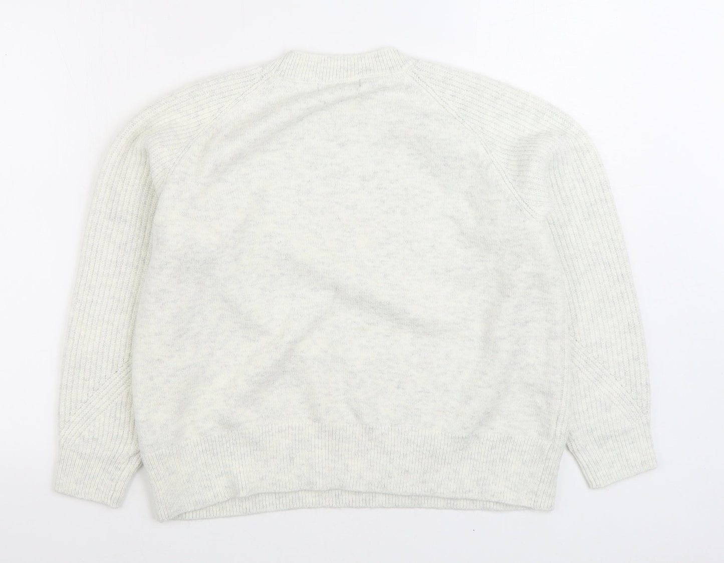 Marks and Spencer Womens White Round Neck Acrylic Pullover Jumper Size L