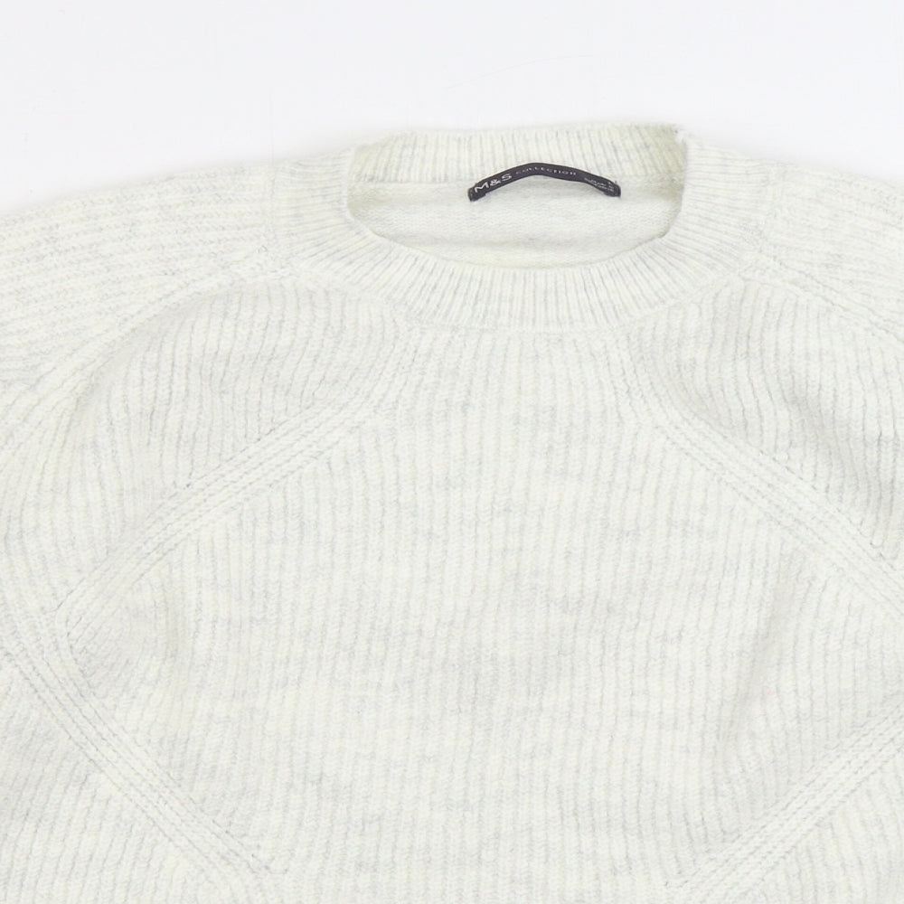 Marks and Spencer Womens White Round Neck Acrylic Pullover Jumper Size L