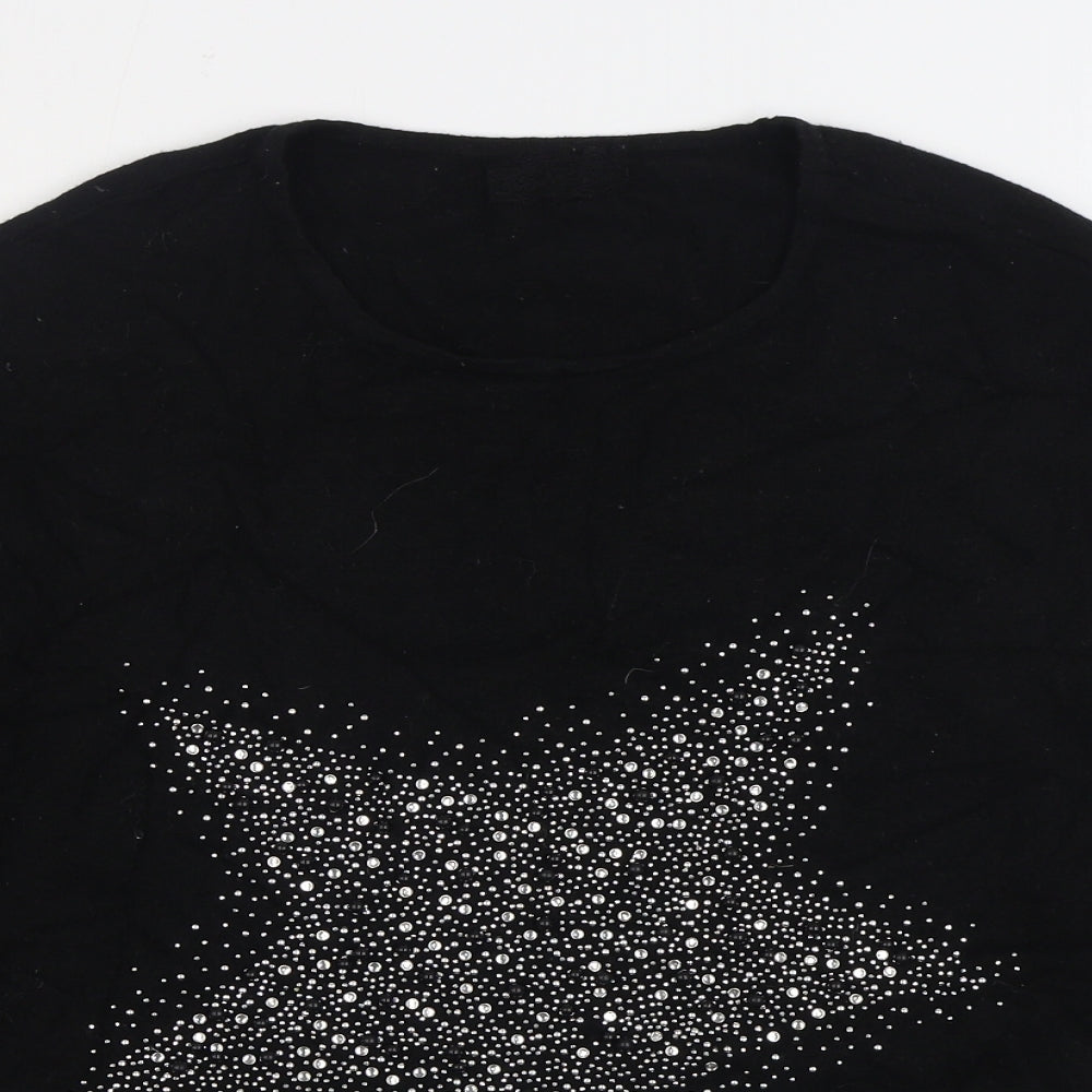 Preworn Womens Black Round Neck Viscose Pullover Jumper Size S