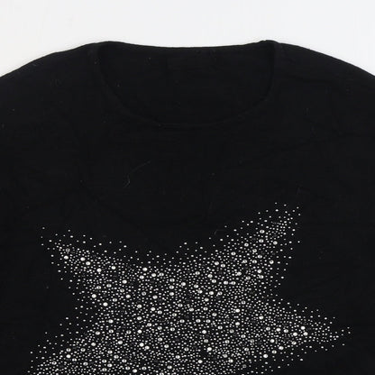 Preworn Womens Black Round Neck Viscose Pullover Jumper Size S