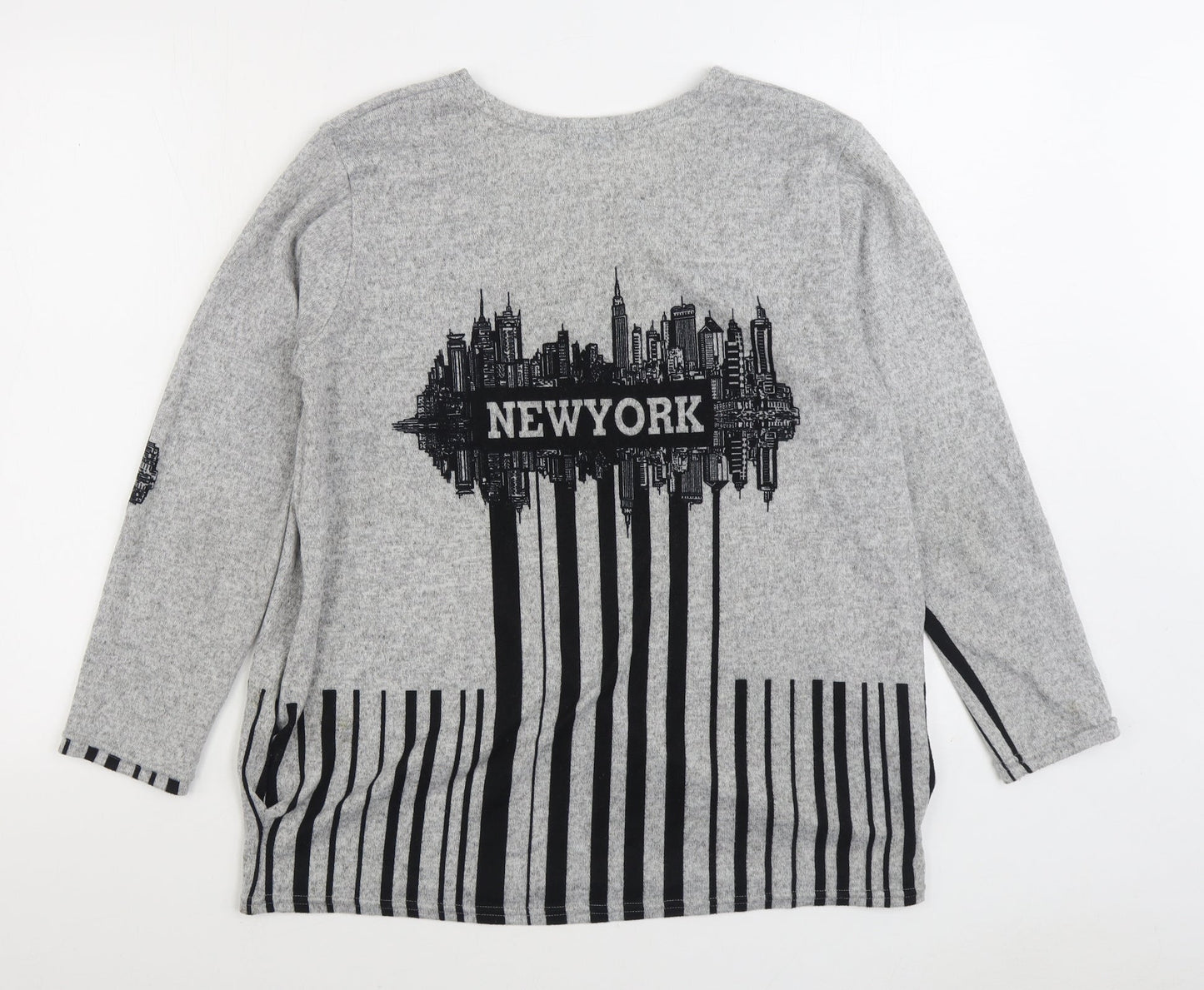 Koopo Womens Grey Boat Neck Polyester Pullover Jumper One Size