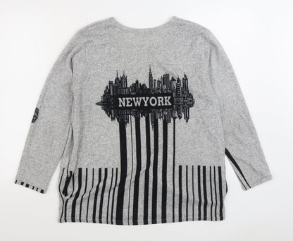 Koopo Womens Grey Boat Neck Polyester Pullover Jumper One Size