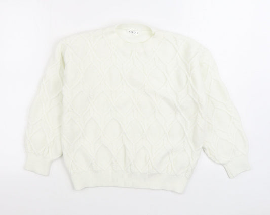 Belcci Womens White Round Neck Acrylic Pullover Jumper Size S