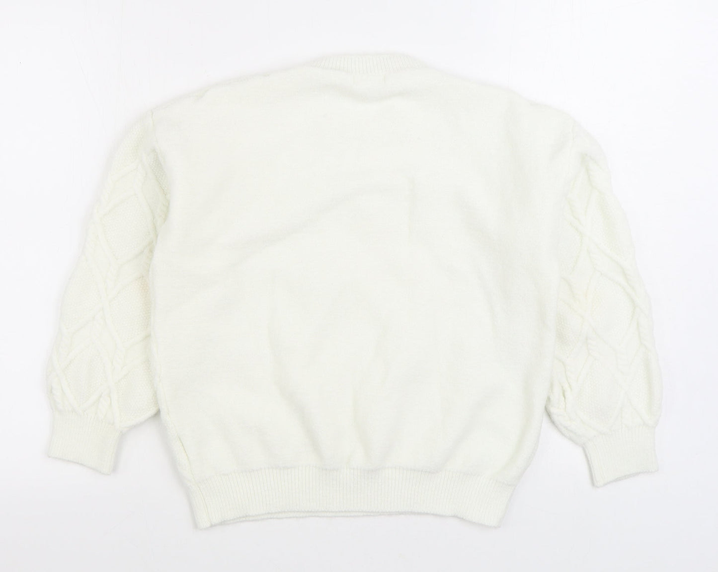 Belcci Womens White Round Neck Acrylic Pullover Jumper Size S