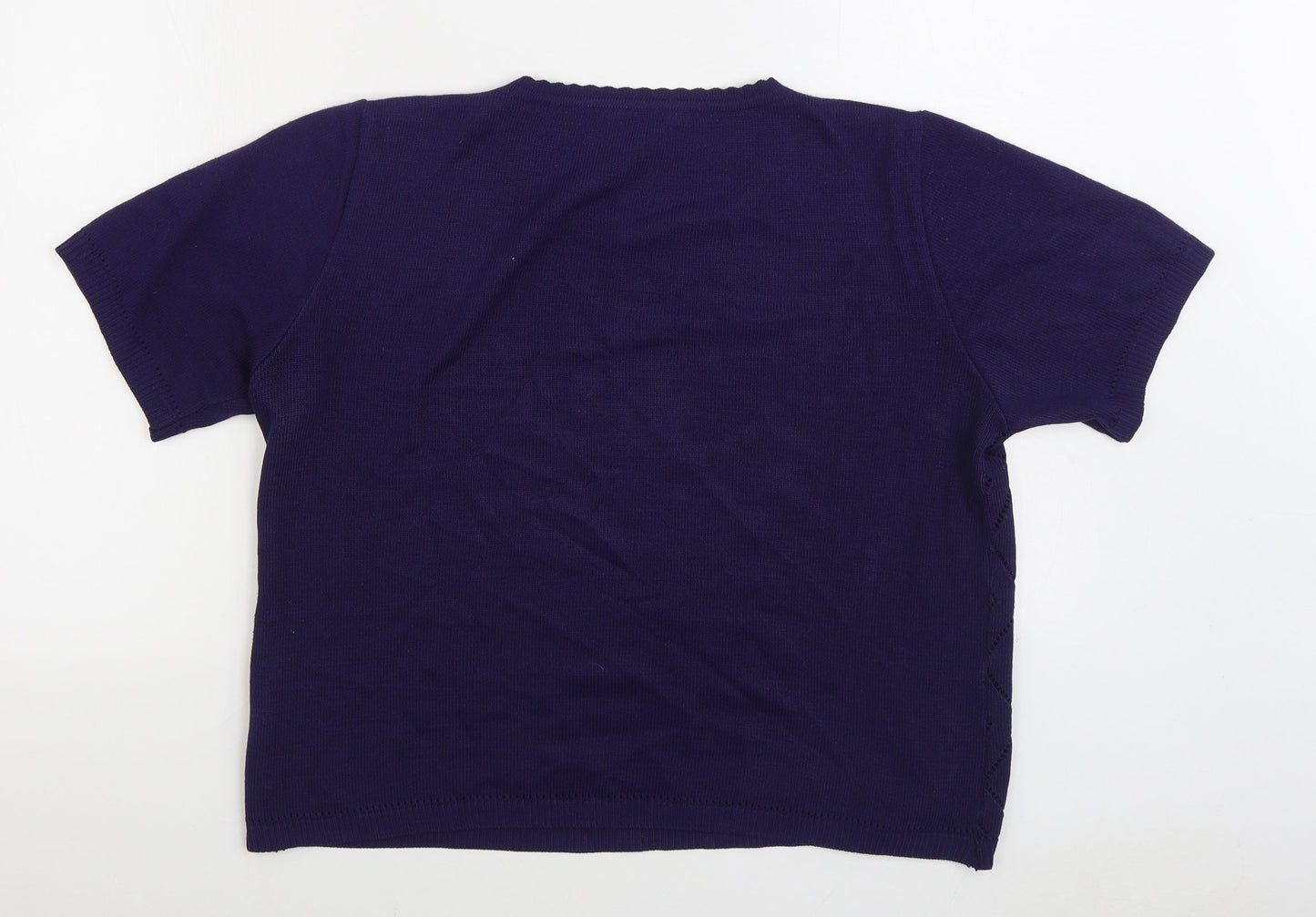 Preworn Womens Blue Round Neck Acrylic Pullover Jumper Size 16