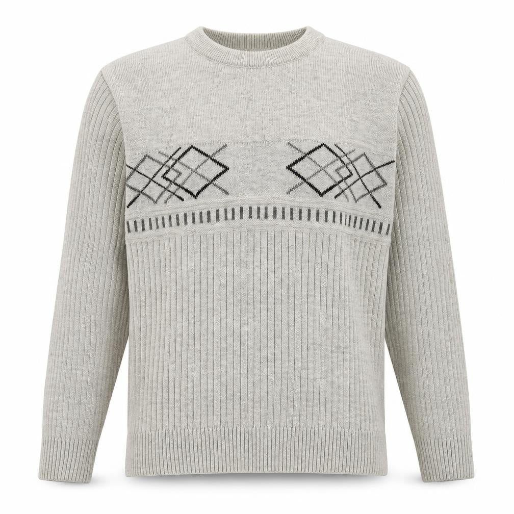 Cavallio Mens Beige Round Neck Acrylic Pullover Jumper Size L