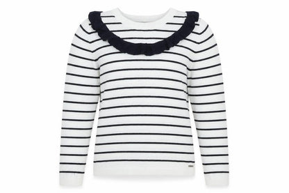 Autograph Girls White Striped Viscose Basic Casual Size 10-11 Years Round Neck