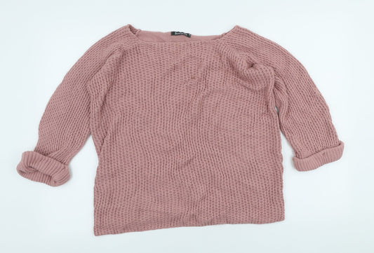 Bonmarche Womens Pink Scoop Neck Acrylic Pullover Jumper Size 16